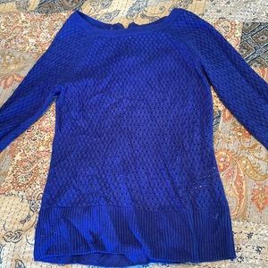 Super soft light weight sweater in royal blue with a nice zipper detail